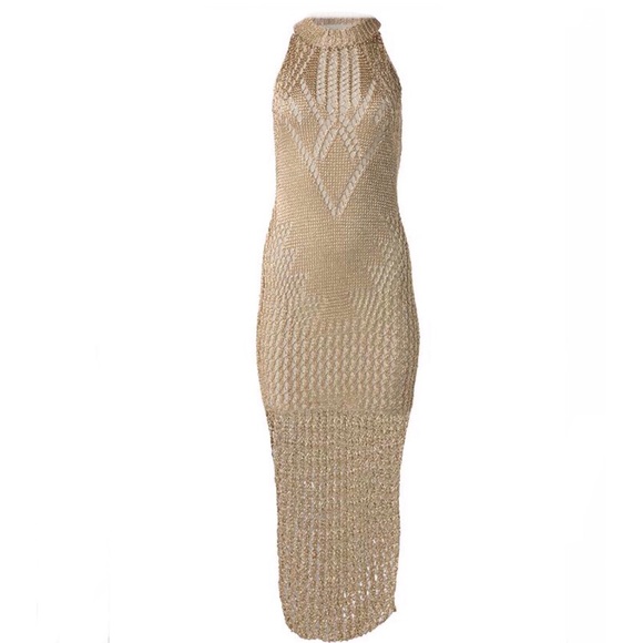 Never Worn -Metallic Finish Crochet Dress - Picture 4 of 10